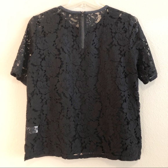 Madewell Black Lace Short Sleeve Top, Small - Picture 3 of 8
